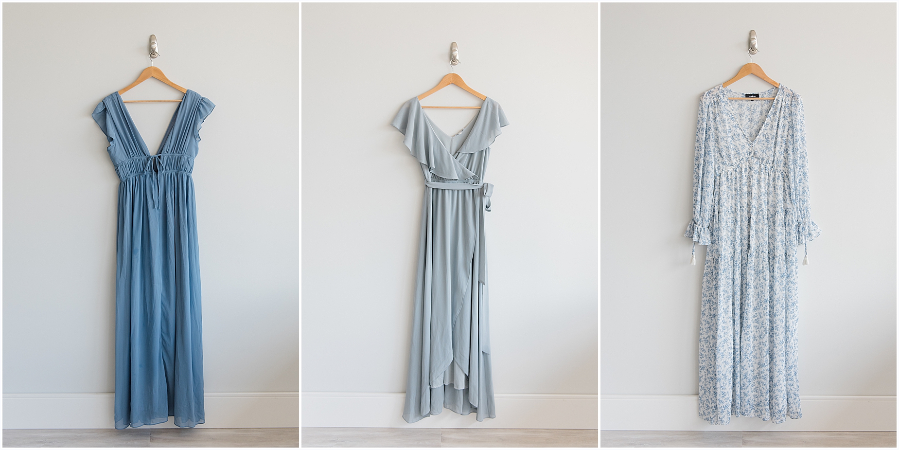 Dusty blue dresses for family maternity photos