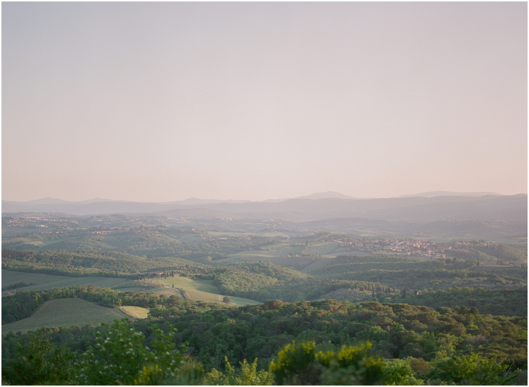 Tuscany sunset rolling hill photo